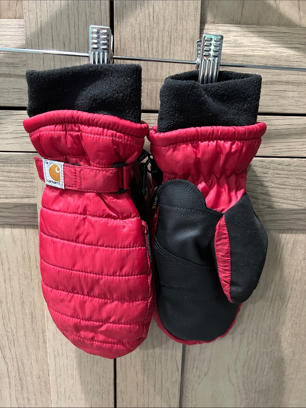 Carhartt Crabapple Red and Black Puffer Mittens